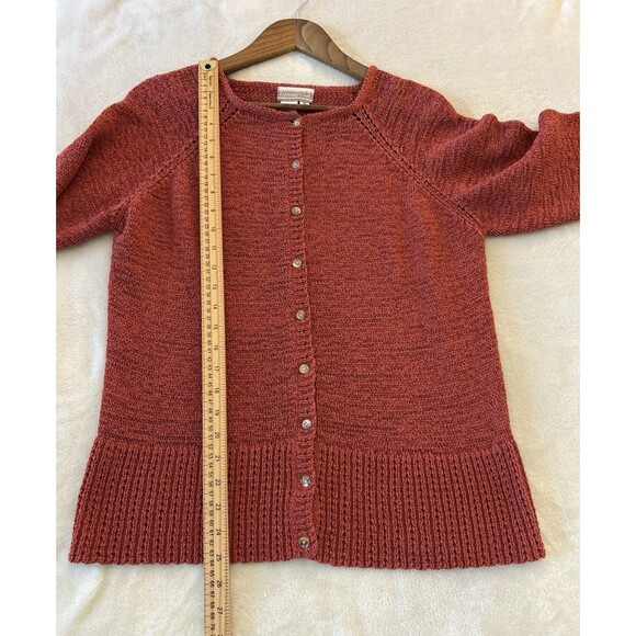 Coldwater Creek Cardigan Medium Button Textured Open Knit Autumn Fall Rust - Picture 4 of 11